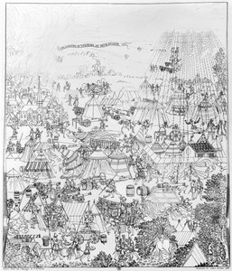 Leiret til kong Henry VIII ved Marquison, juli 1544, etset av James Basire, 1788