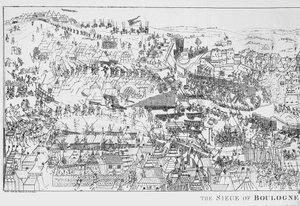 The Siege of Boulogne av kong Henry VIII (1491-1547) i 1544, gravert av James Basire, 1788 (se også 106603)