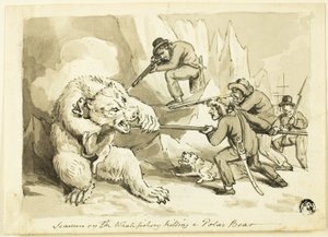Sjømenn på hvalfiske som dreper en isbjørn (recto); Shell (verso)