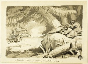 Sibirske eksil som skyter villrein (recto); Shell (verso) av Samuel Howett