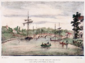Stourport-on-Severn, Worcestershire, fra under broen, c1795. av Samuel Ireland