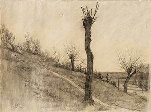 Senvinterlandskap, 1884 (kull på brunfarget papir)