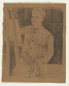 Selvportrett bak staffeli av Samuel Jessurun de Mesquita (signed by artist)