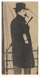 Selvportrett med frakk og hatt av Samuel Jessurun de Mesquita (signed by artist)