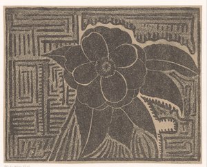 Camellia (svart; rundt et labyrintlignende mønster) av Samuel Jessurun de Mesquita