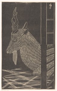 Markhor geit (sittende hjort i et bur)