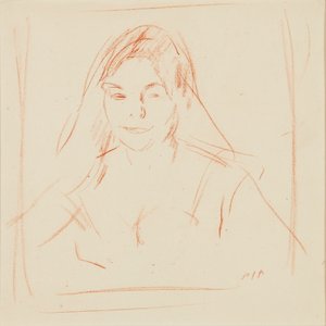 Jente med slør (sangvinsk) av Samuel John Peploe