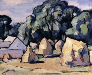 Laggan gårdsbygninger nær Dalbeattie (olje på panel) av Samuel John Peploe
