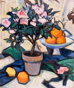 Rosa Azalea og appelsiner, ca. 1913 av Samuel John Peploe