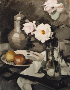 Rosa roser i en glassvase, ca. 1924 av Samuel John Peploe