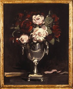 Røde og hvite roser i en sølvurne, ca. 1897 av Samuel John Peploe