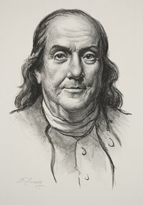 Benjamin Franklin (litho) av Samuel Johnson Woolf