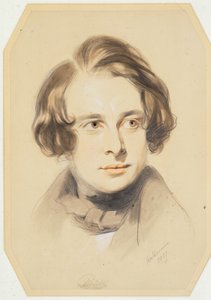 Tidlig portrett av Charles Dickens, 1837 (kritt, fargestift og blyant på papir)