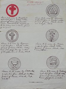 Design for lamens (kragejuveler) for de forskjellige offiserene i et Golden Dawn Temple, 1888 (blekk på papir) av Samuel Liddell MacGregor Mathers