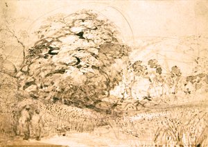 En sti gjennom en kornåker, ca. 1832-33 (akvarell på papir) av Samuel Palmer