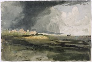 At Hailsham, Sussex: A Storm Approaching, 1821 (wc over grafitt på papir) av Samuel Palmer