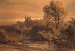 Storfe som krysser strømmen av Samuel Palmer