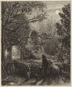 Jul eller å drive den siste sauen inn i innhegningen av Samuel Palmer