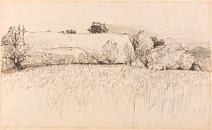 Kornåkre med låve, Shoreham av Samuel Palmer