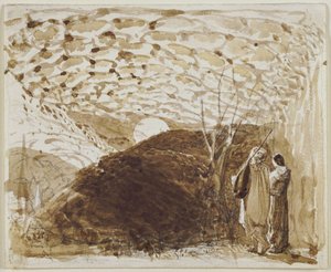 Månebelyst landskap av Samuel Palmer