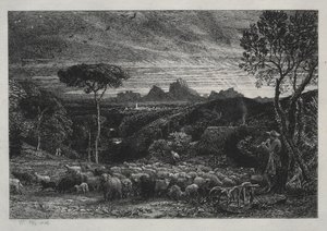 Åpning av folden, 1880. av Samuel Palmer
