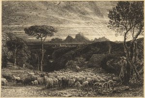 «Åpning av innhegningen» eller «Tidlig morgen» av Samuel Palmer