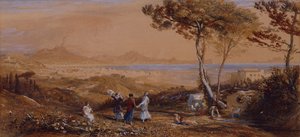 Napolibukten (akvarell på papir) av Samuel Palmer