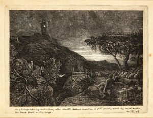 The Lonely Tower (radering) av Samuel Palmer