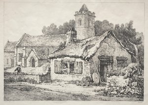 En serie med eldgamle bygninger og landlige hytter i Nord-England: Ayton av Samuel Prout