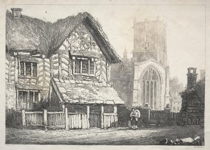 En serie med eldgamle bygninger og landlige hytter i Nord-England: Helmsley, 1821.
