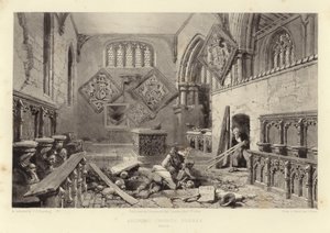 Arundel kirke (lithotint) av Samuel Prout