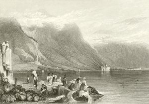 Chillon-slottet, Genfersjøen, Sveits av Samuel Prout