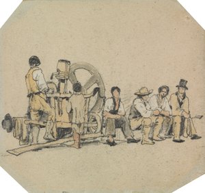 Mekanisk kvern med figurer av Samuel Prout