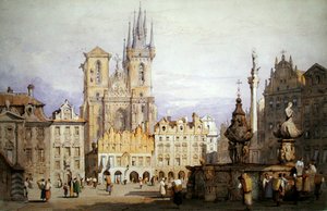 Praha (akvarell med kroppsfarge på papir)