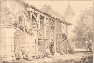 Scene ved Jumièges av Samuel Prout