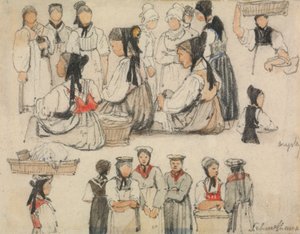 Studie av figurer ved Schaffhausen av Samuel Prout