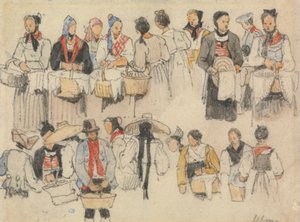 Studie av figurer ved Ulm av Samuel Prout