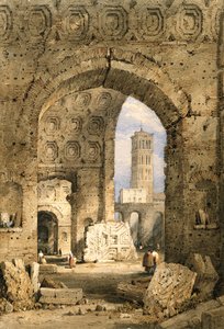 Temple of Peace, Forum Romanum (akvarell og gouache på off-white papir) av Samuel Prout