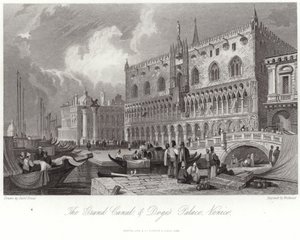 Canal Grande og Dogepalasset av Samuel Prout