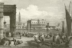 Canal Grande og Dogepalasset, Venezia av Samuel Prout