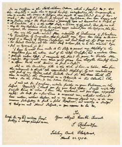 Brev fra Samuel Richardson, 22. mars 1754. av Samuel Richardson
