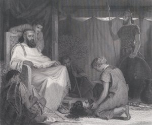David Braught Before Saul, fra The Art Journal, overfor s. 100, april 1871. av Samuel S. Smith