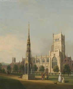 A View of Bristol High Cross and Cathedral, ca. 1750 (olje på lerret) av Samuel Scott