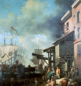 Maleri av Old Custom House Quay, 1700-tallet av Samuel Scott