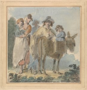 En bondefamilie med esel