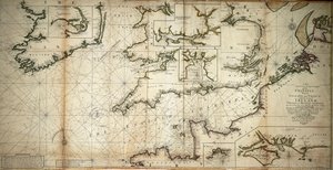En ny og korrekt stor dypgang av Kanalen mellom England og Frankrike med kysten av Irland, St. Georges og Bristol, Kanalen og flere av de mest bemerkelsesverdige havnene generelt. av Samuel Thornton