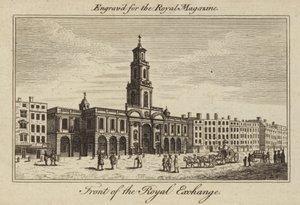 Forsiden av Royal Exchange i City of London av Samuel Wale