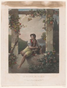 Gutt med hatt full av druer Le Voleur de Raisin (tittel på objekt) av Samuel William Reynolds (I)