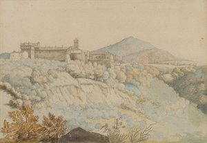 Klosteret Grotta Ferrata, antikkens Tusculum, Italia, ca. 1805 (blyant og wc på papir)