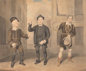 En scene fra et teaterstykke - tre skuespillere av Samuel de Wilde